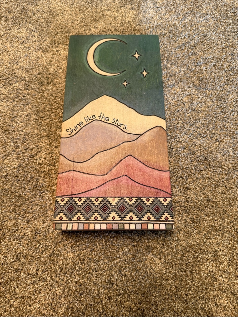 Shine Like the Stars Crescent Moon wooden box sign/Wall Art - Multi-Color